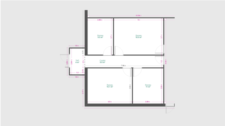 Ensemble de 4 bureaux-70 m2 . Limite de Nancy, Laxou et Maxéville. 6 places de stationnement.