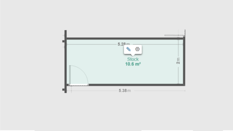 Plan & dimensions du bureau fermé. Utile pour un stockage, ou des archives.
