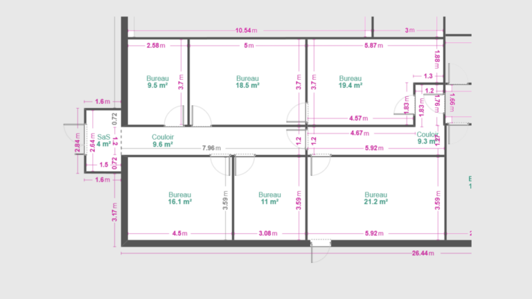 6 à 8 bureaux-120 m2. Terrasse. Limite Nancy, Laxou, Maxéville. Sanitaires et repos partagés.