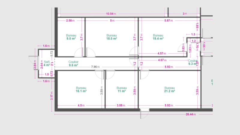 6 à 8 bureaux-120 m2. Terrasse. Limite Nancy, Laxou, Maxéville. Sanitaires et repos partagés.